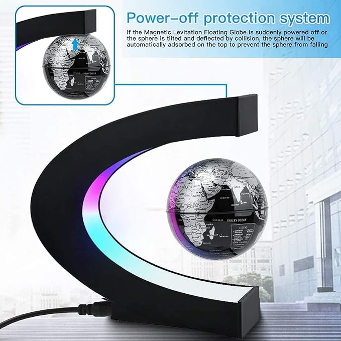 Magnetic Levitation Floating Globe with LED Light, Desk Gadget Decor, Fixture Floating Globes & Shade, Cool Gifts for Men/Father/Husband/Boyfriend/Kids/Boss, Gifts for Desk, Valentine's Day Gift