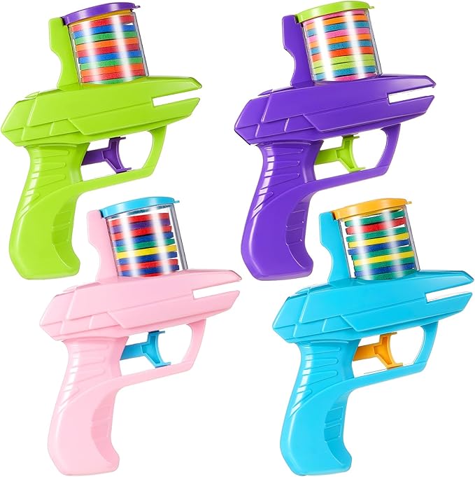 Sumind 4 Pcs Foam Disc Shooter Zip Shot Shooter Disc Launcher (Orange,Green,Red,Light Blue)