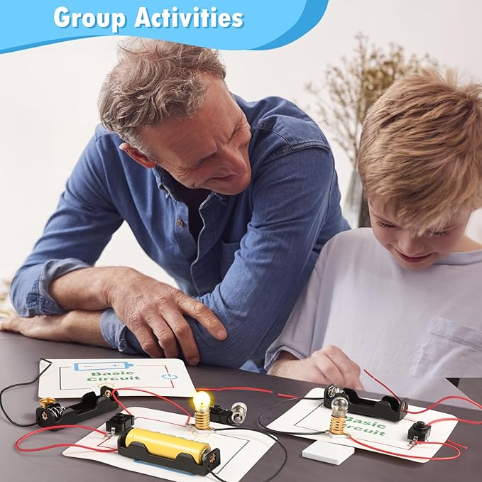 12 Bulk Electric Circuit Kit for Kids Age 6-8 8-12, Basic Circuits Science Light Bulb Experiments for Beginners, Class STEM Projects STEAM Activities, Classroom Educational Circuit Board Building Kits