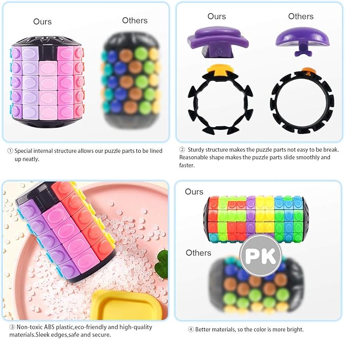 R.Y.TOYS Rotate and Slide Puzzle-Design Patent,Fidget Toys(Restore/Create)-12 Colors,5 Layers-Open Cover for Quick Play,Brain Teaser,Sensory Toys,Stocking Stuffers,Easter Basket Stuffers Essentials