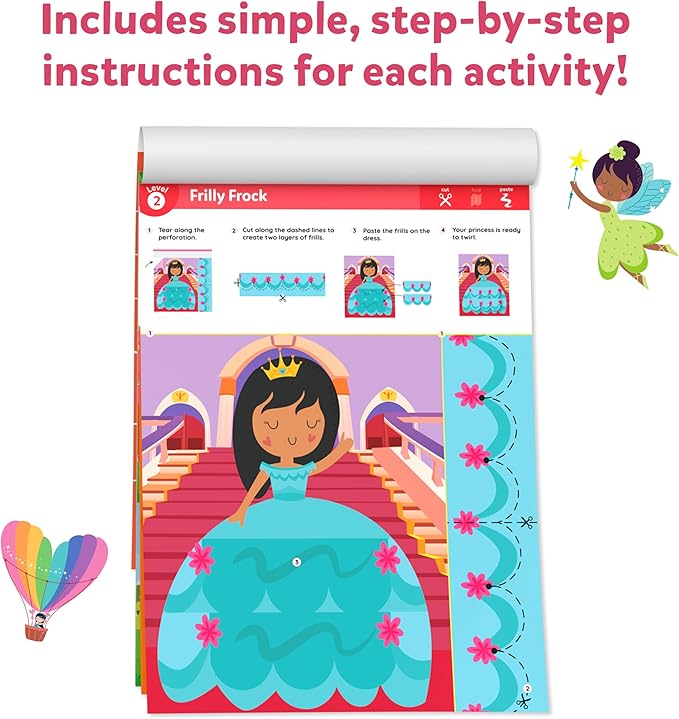 Skillmatics Scissor Skills Activity Book - Snip Snip, 25 Fun Cutting & Creative Activities for Preschoolers, 2 Child-Safe Scissors, Fine Motor Skills, Felt Craft Kit, Gifts for Kids Ages 3, 4, 5, 6, 7