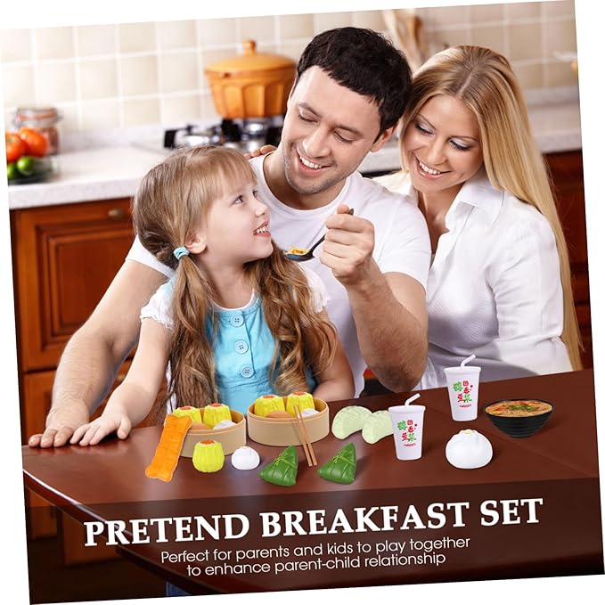 Chinese Breakfast Pretend Play Food Sets for Kids Kitchen 2 Sets Chinese Breakfast Mini Food Play Set Children Pretend Play Toy for Children Family Dollhouse Furniture
