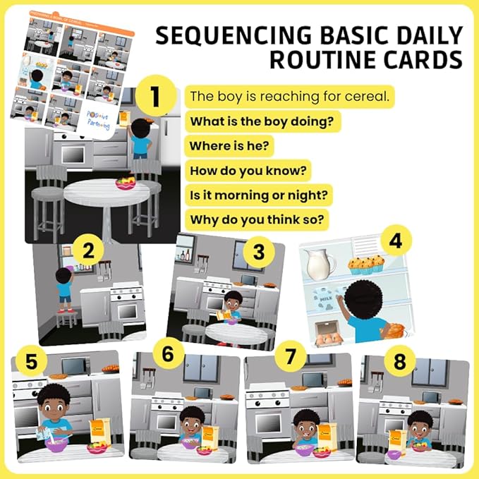 Sequencing for Kids Basic Daily Routines Speech Therapy Material Social Development and Sentence Building ABA Therapy Material Speech Therapy Game English Language Bilingual Learners ESL