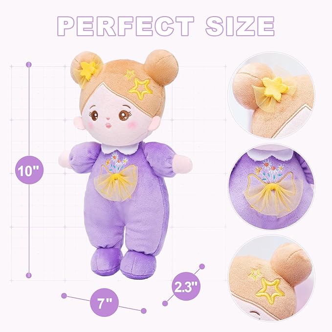 OUOZZZ Soft Baby Doll for 1 Year Old Girl Gifts - Toys for 1 Year Old Birthday Christmas Plush Gift for Toddler Adorable First Doll Daisy Purple 10"