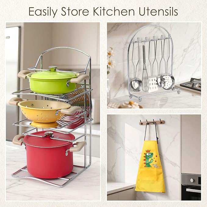 Golray Play Kitchen Accessories, Kids Kitchen Playset Pretend Cookware Including Pots and Pans Set, Cooking Utensils, Organizer, Condiments, Apron & Gloves, Birthday Gifts for Girls Boys Toddlers