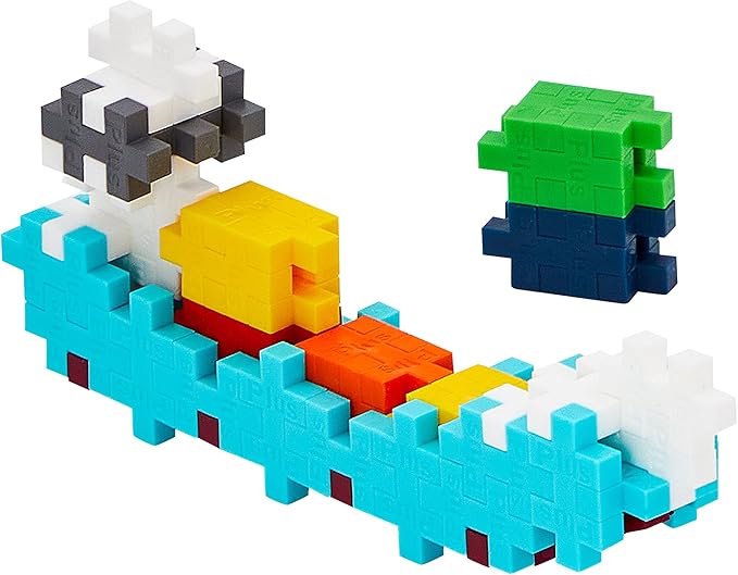 PLUS PLUS Vehicle Building Block Kit, 3D Puzzle Stem Toy for Kids, 70 Interlocking Pieces - Container Ship Mini Maker Tube