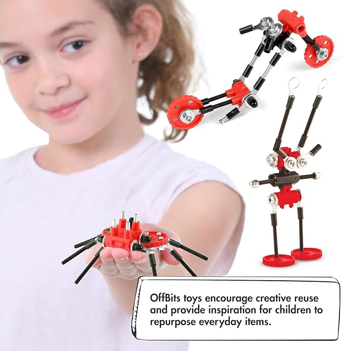 The Off Bits Erector Set: Animal Mini STEM Toys for Kids 6+, Toy Building Sets with Nuts & Bolts, STEM Building Toys Gifts for Boys and Girls (Red Spider)