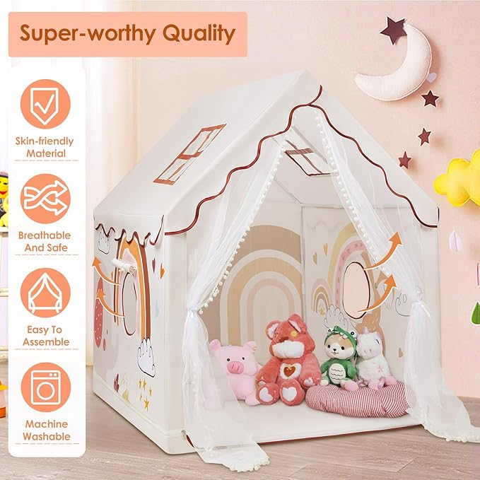 Kids Tent Animals Toddler Playtent for Boys Girls,Large and Foldable Kids Playhouse with Windows, Portable and Lightweight Play Tent Indoor&Outdoor for Gift to Toddlers