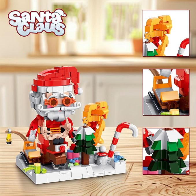Santa Claus Classic Crutches Building Blocks Toys- Building Toys for Children, Boys & Girls, Ages 9+ - Indoor Decorations for Home/Santa Claus Figure- Gifts for Boys & Girls-665pcs