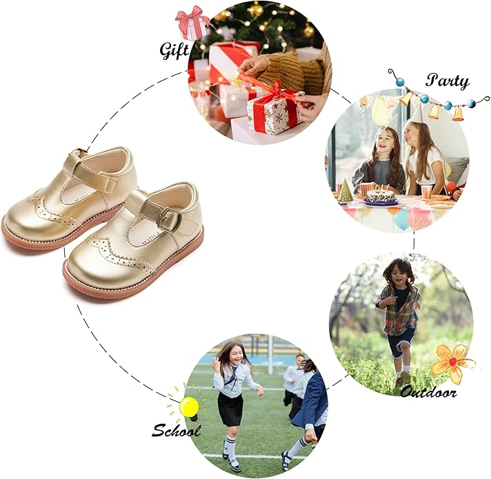 Felix & Flora Toddler Little Girl Mary Jane Dress Shoes - Ballet Flats for Girl Party School Shoes
