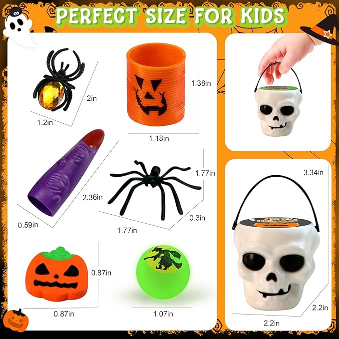 480PCS Prefilled Party Favor Bulk for Kids, 60PACK Prefilled Ghost Cauldrons With 6 Halloween Toys Inside, Goodie Bag Fillers, Prizes Gifts Miniatures for Kids, Trick or Treat