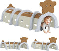 Qaba Monkey Tunnel, Toddler Tunnel for Kids Crawl and Climb Through, Kids' Play Structure Indoor Outdoor, 4 Sections, Brown