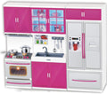 Doll Kitchen Playset for Kids, My Modern Mini Kitchen House Furniture Pretend Play Toy Accessories Set with Realistic Lights & Sounds for Toddlers, Girls (3-in-1)