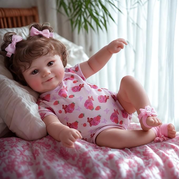 JIZHI Lifelike Reborn Baby Dolls - 20Inch-Real Baby Feeling Realistic-Newborn Baby Doll Adorable Smiling Real Life Baby Dolls with Gift Box for Kids Age 3