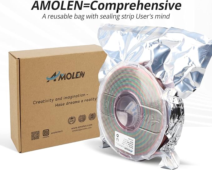 AMOLEN TPU 3D Printer Filament, Transparent Multicolor Rainbow TPU 1.75mm, Color Change Flexible Soft TPU 3D Printing Filament Supports High Speed, 1kg Spool(2.2lbs)