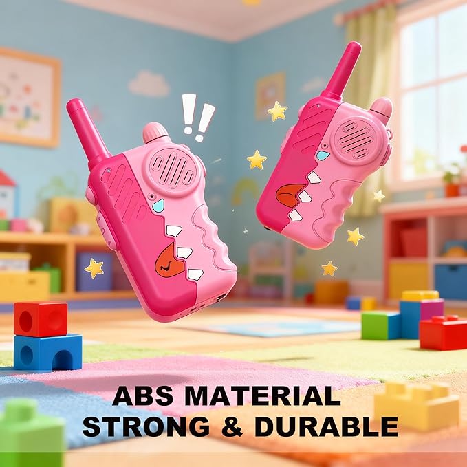 Pink Walkie Talkies for Girls 2 Pack, 2200m Long Range Indoor and Outdoor Kids Intercom, Built-in Flashlight, Girls Birthday Gifts, Outdoor Play, Family Games(Pink)