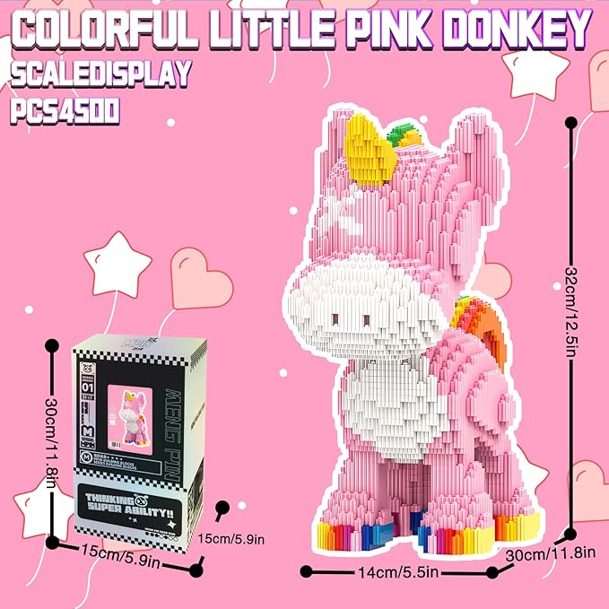 Pink Unicorn Animal Micro Building Blocks Set Gift for Adults and Kids 4460 Pieces