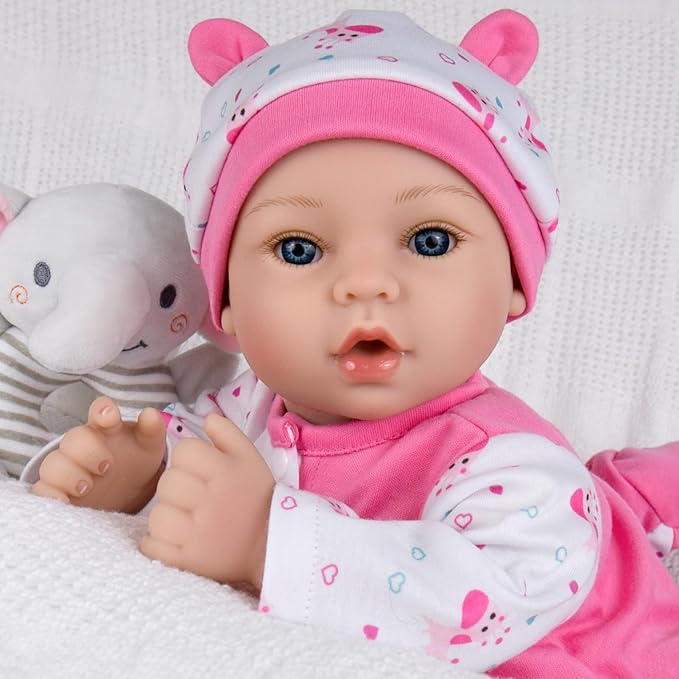 Aori Reborn Baby Dolls Girl - 18'' Realistic Newborn Baby Doll Girl with Pink Feeding Accessories - Lifelike Weighted Body for Role Play, Gift for Kids Ages 3+