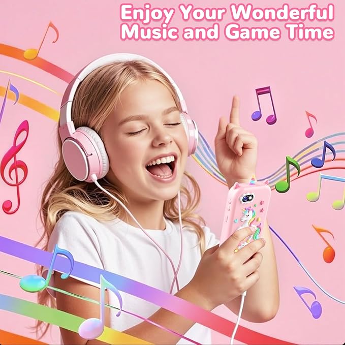 Lapare Kids Smart Phone Toy for Girls, Christmas Birthday Gifts for Girls Age 3-10, 2.8" Touchscreen Toddler Learning Play Toy Phone with Dual Camera, Game, Music Player, 32GB Card(Pink)