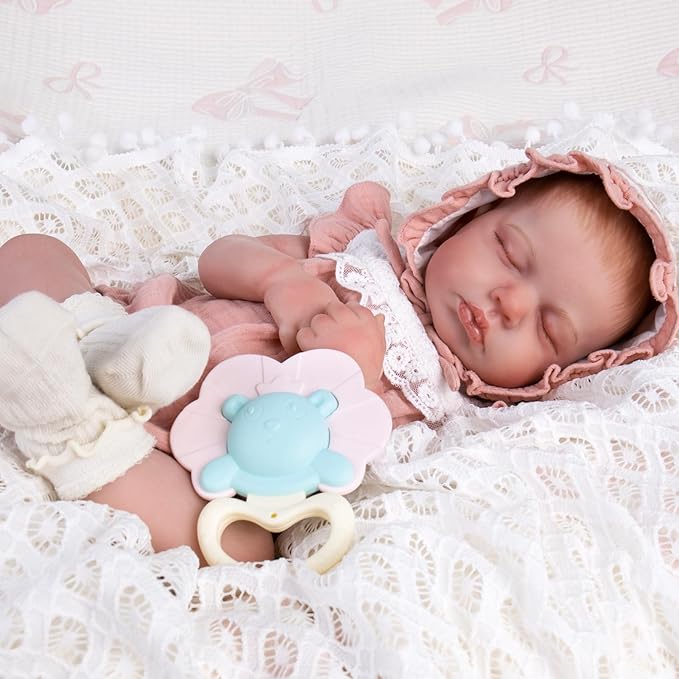 Aori Reborn Baby Dolls Realistic Lifelike - 20" Newborn Girl Doll with Feeding Set, Sleeping Baby Toy for Kids Ages 3+ Years, Hand-Painted Vinyl Newborn Doll