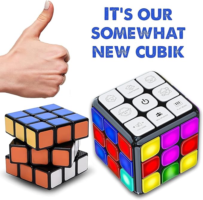 Skywin Light Up Rubix Cube, Puzzle STEM Memory Game Cube for Kids - 7 Game Modes Interactive Toy for Family Fun and Skill Development, Memory Gamecube for Brain Hands and Eyes Coordination (Black)