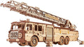 Wood Trick Rescue Firetruck Movable - Rotating Extendable Ladder - 3D Wooden Puzzles for Adults to Build - Rides up to 20 ft - Wooden Models Engineering DIY Project Mechanical Model Kit