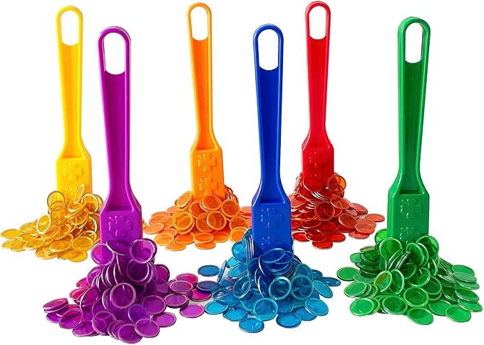 Yuanhe Magnetic Bingo Chips Set - 6 Colors Magnetic Wands with 600 Metal Chips for Counting and Sorting, Educational Activities