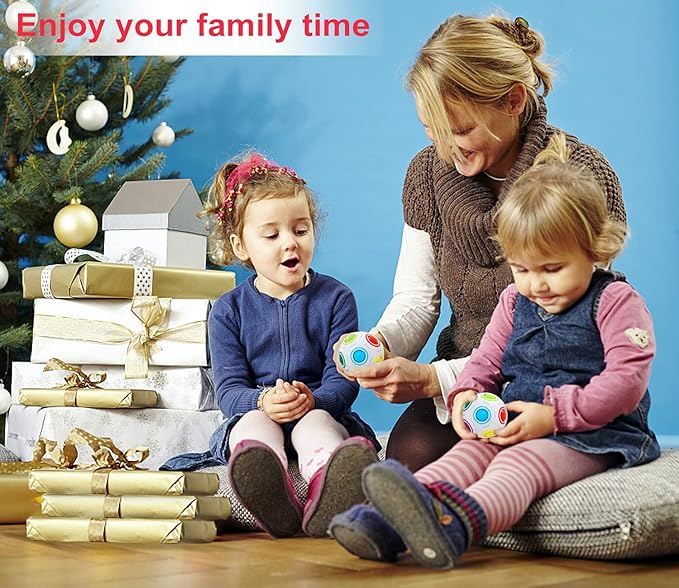 Vdealen Magic Rainbow Puzzle Ball, Fidget Ball Puzzle Brain Teaser Fidget Toy for Boys & Girls- Birthday Party Easter Valentines Christmas Stocking Stuffers for Kids Teen & Adults(Off White)
