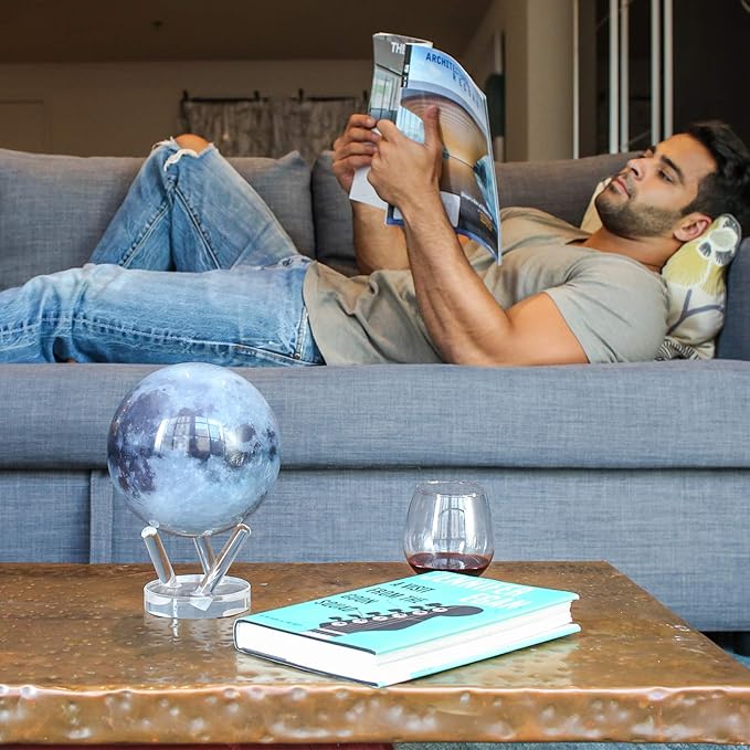 MOVA Moon Globe 6” | Rotating Lunar Globe Powered by Light | No Batteries Needed | Unique Desk Decor or Gift