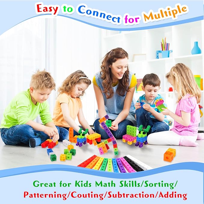 300 Pcs Linking Cubes for Kids - Counting Blocks with Storage Boxes, Connecting Cubes Math Manipulatives for Preschool & Elementary Aged Kids