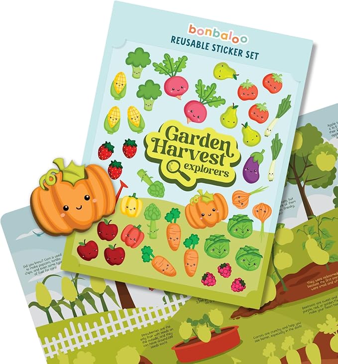Reusable Sticker Book for Toddlers 1-3, Puffy Stickers, Eco-Friendly, Educational, Fruit & Vegetable Theme, Sensory Play, Durable, Non-Toxic, Vibrant Colors, Fine Motor Skills