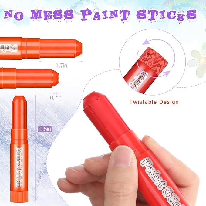 20 Sets Tempera Paint Sticks for Kids 12 Colors Washable Quick Drying Tempera Paint Sticks Bulk for Children Art Supplies Paper Wood Glass Rock Poster Canvas