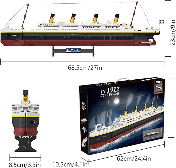 Titanic Building Blocks Set, Toy Ship Model Kit, Building Bricks Sets for Adults or Kids 6 Year Old, Compatible with Major Brands, 2022 Pieces Gift for Christmas Boys Girls Adults (2022pcs)