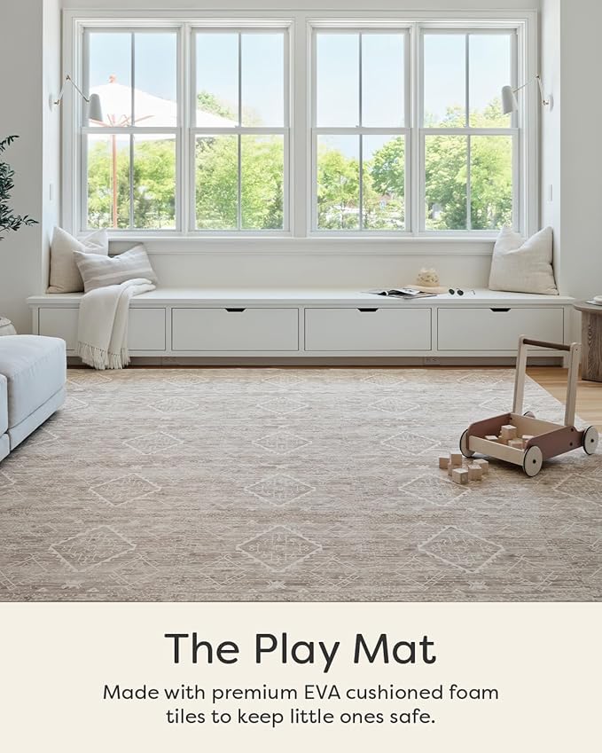 House of Noa Baby Play Mat – 4x8 Driftwood Ula – Set of 8 Tiles – Cushioned EVA Foam Play Mat for Floor, Soft Interlocking Baby Crawling Mats for Hard Floors