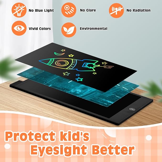 cimetech LCD Writing Tablet, 12 Inch Kids Toys Doodle Board, Toddler Toys for 3-8 Year Old Girls Boys, Travel Essentials Drawing Pad, No Mess Coloring Books (Black)