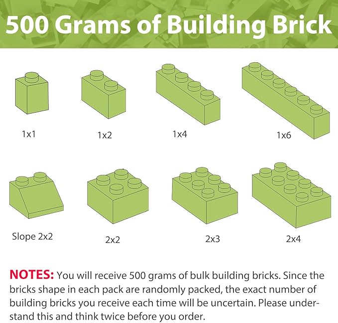 Bulk Green Building Bricks, Classic Building Blocks Compatible with All Major Brands
