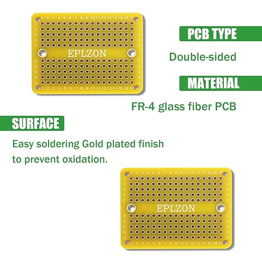 Solderable Breadboard Mini PCB Board Gold-Plated Solder Breadboard for DIY Electronics Projects Apply to Soldering Projects 2.0"x1.5" Mixed Color(Pack of 10 Pcs,Yellow)