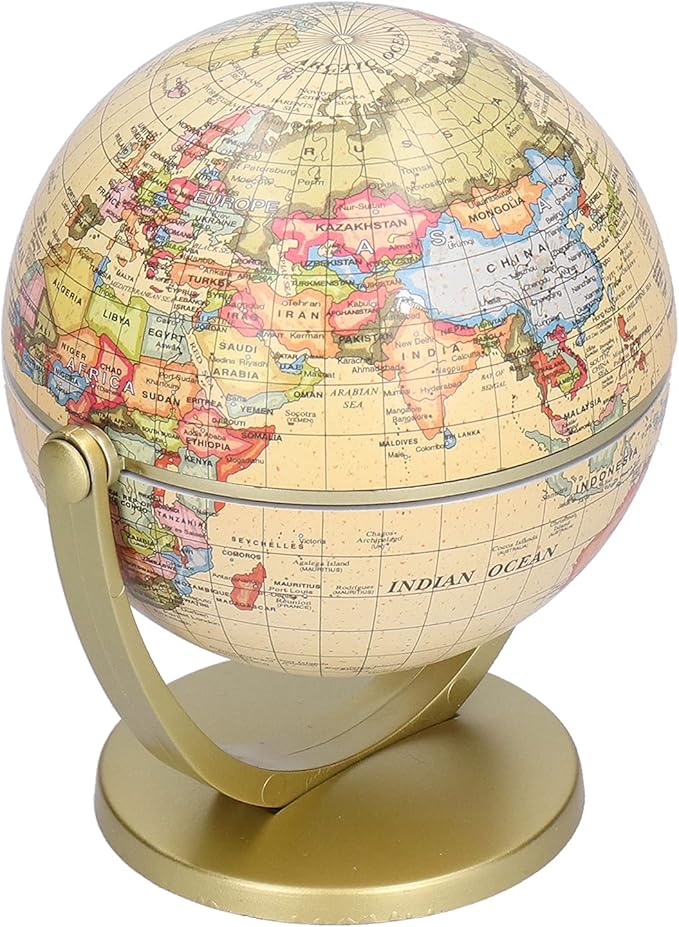 World Globe for Adults, Clear Plastic, Political Map, Desktop Rotating Earth Geography Globe