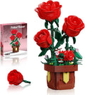 Roses Flowers Botanical Building Blocks Set,Artificial Plants Bonsai Building Toys with Pot,Indoor Display for Home Office Decor,Christmas Birthday Gift for Adult Women Girls Age 8-12(307Pcs)