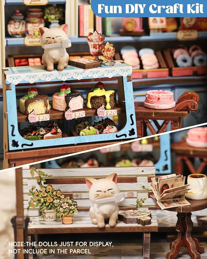 Cutefun Book Nook Kit - DIY Miniature House Kit for Adults and Teens, 3D Wooden Puzzle Mini House Building Kit with LED, Dollhouse Kit Bookshelf Insert Decor Creative Gifts (Sweet Marie)