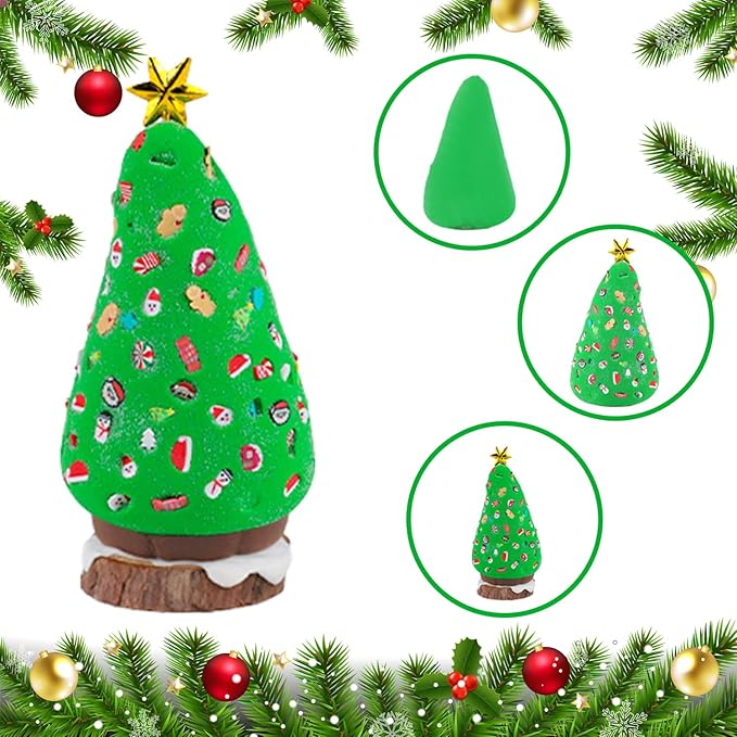 Christmas Trees Crafts Sets，Air Dry Clay Kits for Kids，Modeling Clay Christmastree DIY Sets,Christmas Stocking Stuffers Perfect for Winter Children's Holiday Party Decoration Gifts