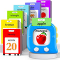 Kidzdo 520 Bilingual Spanish English Talking Flash Cards, Christmas Birthday Gifts for 2 3 4 5 6 Year Old Boys, Montessori Pocket Speech Therapy Toys, Portable Toddlers Toys for Ages 2-6 Kids, Blue