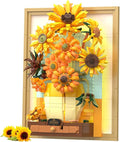 NUTCRACKER Sunflower Flower Building Set with Sensor Light, 3D Sunflower Van Gogh Painting Frame Wall Art Crafts for Home Office Decor, Easter Birthday Gift for Adult Girls 14+ (1166 Pieces)