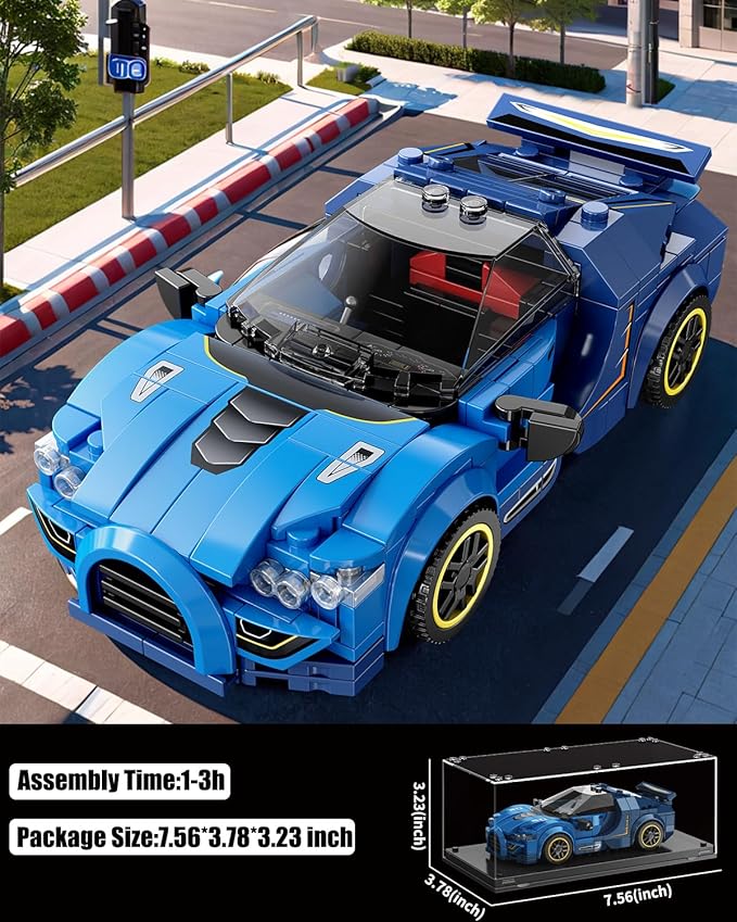 Super Sports Car Building Block Set with Display Case,Speed Race Car Building Kits Construction Toy,Car Collectible Model,Christmas Birthday Gift for Adults and Kids 6 and up(326pcs)