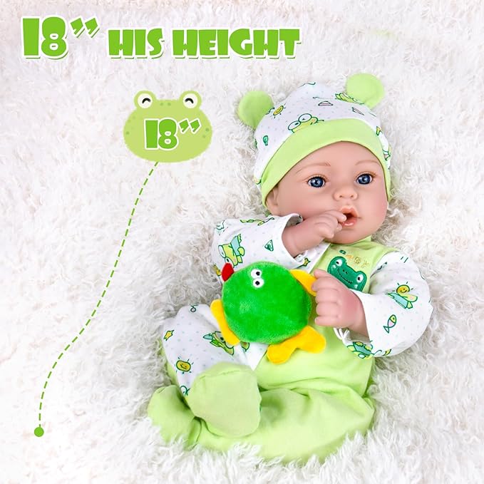 Aori Reborn Baby Dolls Boy Realistic 18 inches - Lifelike Newborn Babies That Look Real, Nice Gift Set for Kids, Parents-to-be, Grandparents