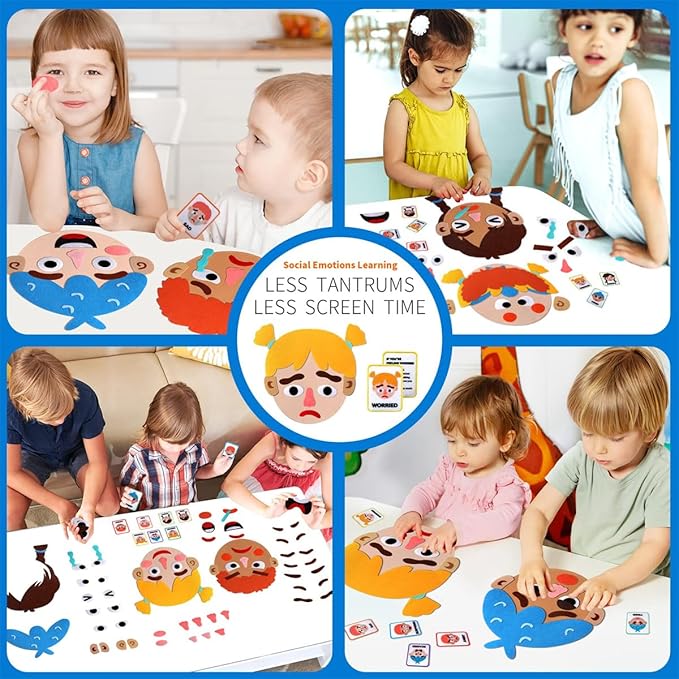 Children's Felt Expression Face DIY Activity Toy, Children's Social Emotional Learning Activity Expression Board Emotional Expression, Educational Puzzle Game Early Education