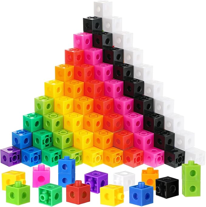 Jenaai 200 Pieces Linking Cubes for Math Counting Cubes, Plastic Counting Blocks, Colorful Math Manipulatives Classroom Learning Supplies for Preschool Activities Boy Girl(Classic Style)