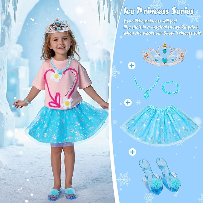 Meland Princess Dress Up for Girls - Dress Up Clothes with Shoes & Skirts, Princess Toys for Toddler Girl 3,4,5,6 Years