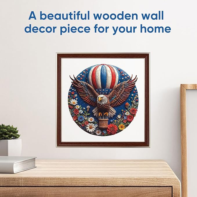500 Piece Wooden Puzzles, Flower Eagle Jigsaw Puzzles, Royal, Unique Shape Animal Adult Puzzles, Irregular Best Gift for Adults and Kids Family Game (15.1x15.1 in)
