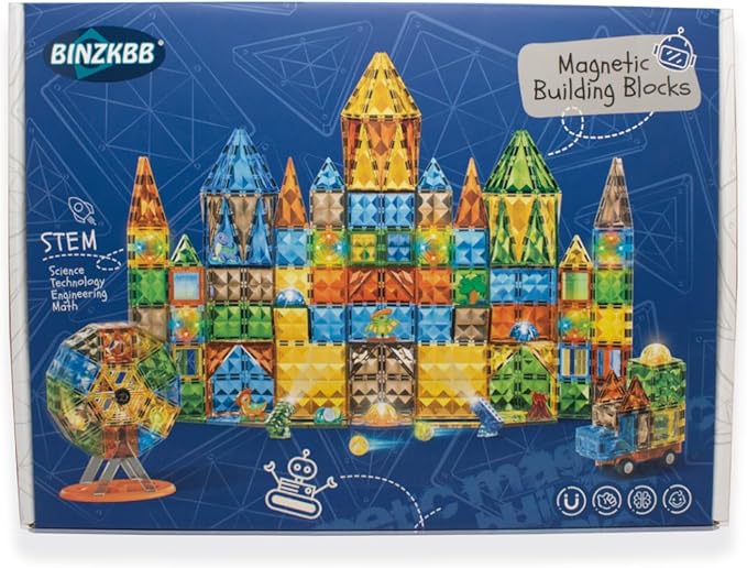 Magnetic Tiles 110PCS - 3D Lighted Magnet Building Blocks for Kids,Creative Dinosaur Toys Educational Sensory Stack STEM Construction Toys for Kids Ages 3 4 5 6 8 10+ Year Old Boys Girls